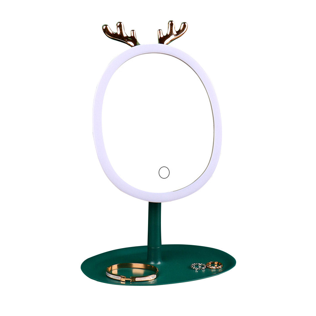 SOGA Green Antler LED Light Makeup Mirror Tabletop Vanity Home Decor - Cafe Supply