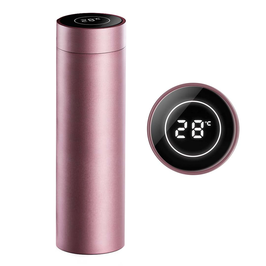 SOGA 500ML Stainless Steel Smart LCD Thermometer Display Bottle Vacuum Flask Thermos Rose Gold - Cafe Supply