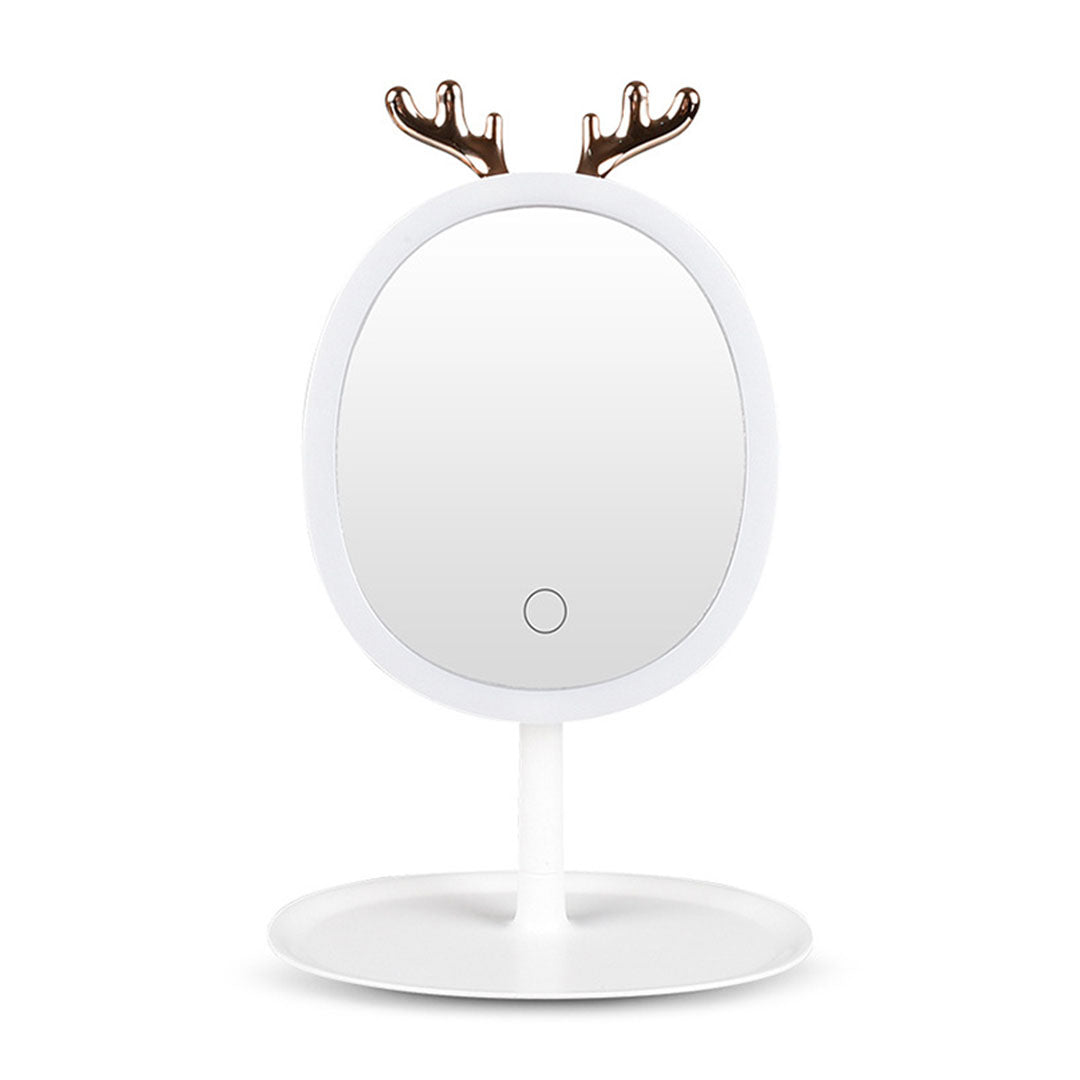 SOGA White Antler LED Light Makeup Mirror Tabletop Vanity Home Decor - Cafe Supply