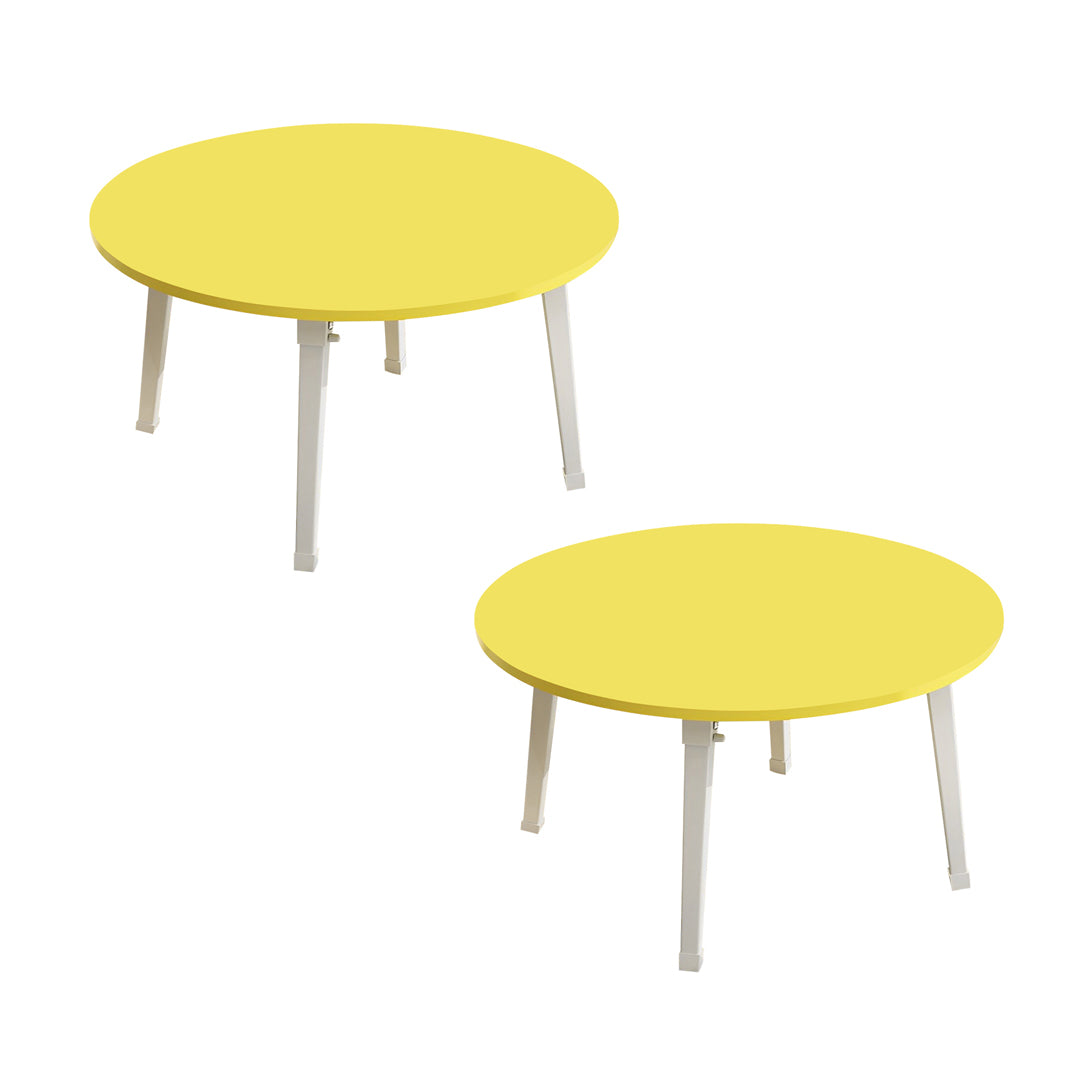 SOGA 2X Yellow Portable Floor Table Small Round Space-Saving Mini Desk Home Decor - Cafe Supply