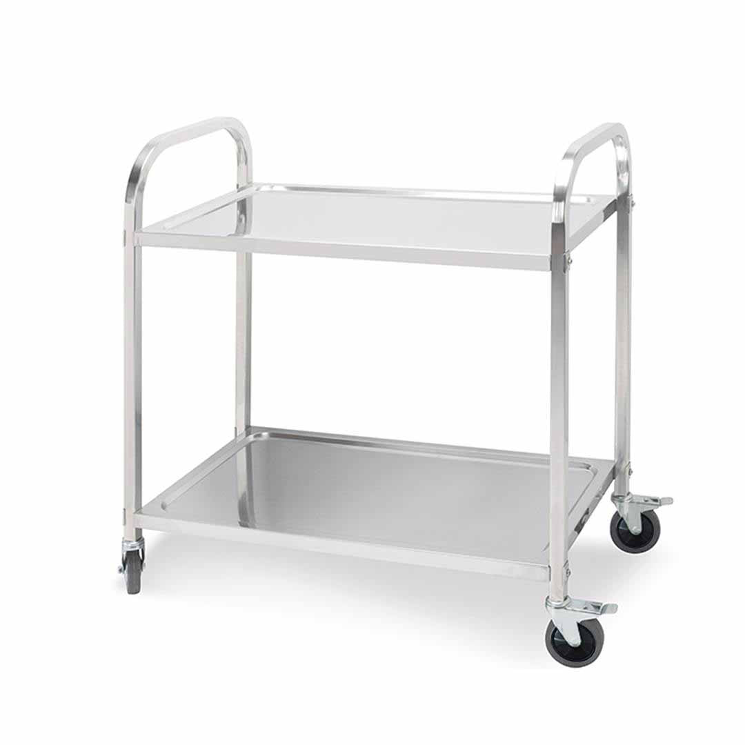 SOGA 2 Tier 85x45x90cm Stainless Steel Kitchen Dining Food Cart Trolley Utility Medium - Cafe Supply