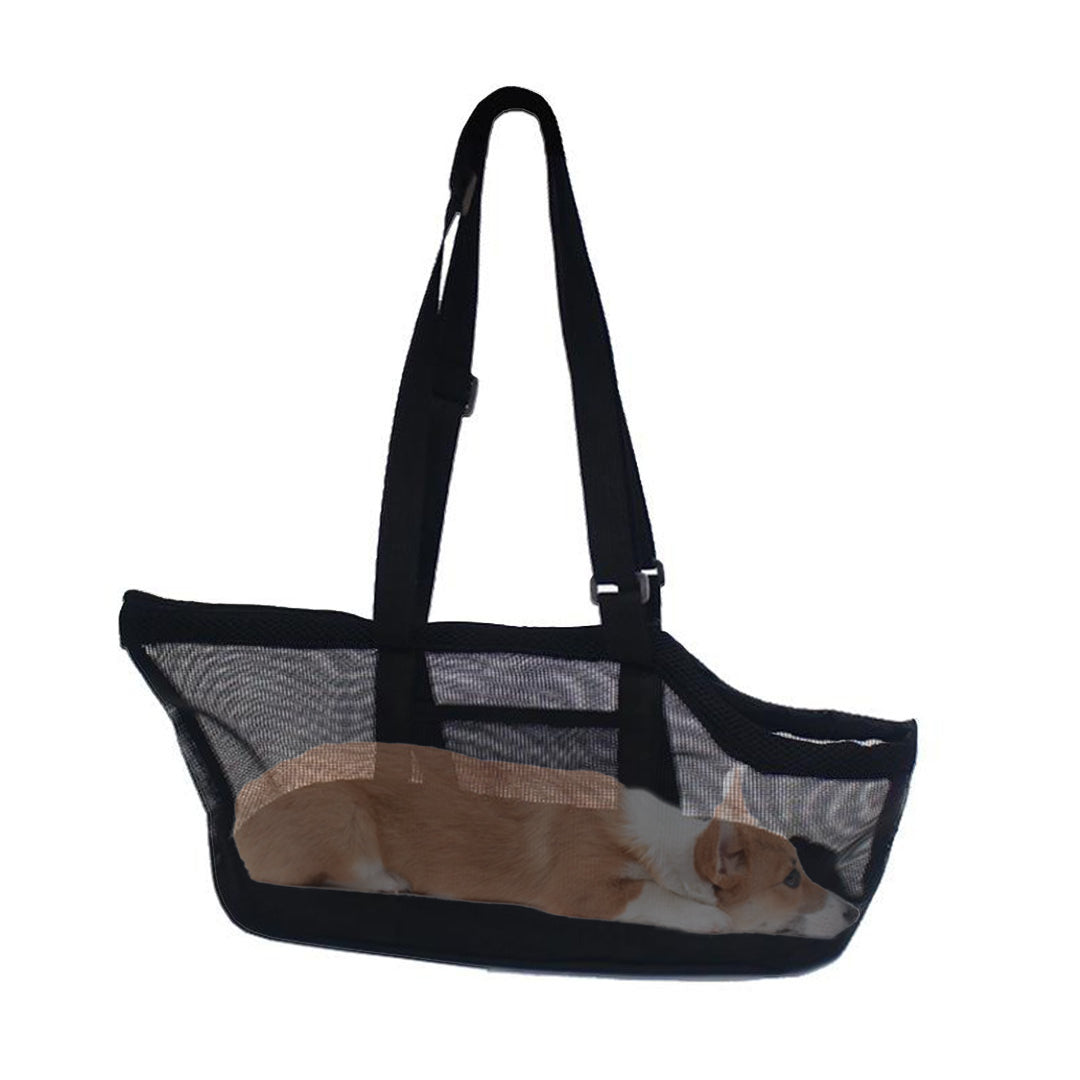 SOGA Black Pet Carrier Bag Breathable Net Mesh Tote Pouch Dog Cat Travel Essentials - Cafe Supply