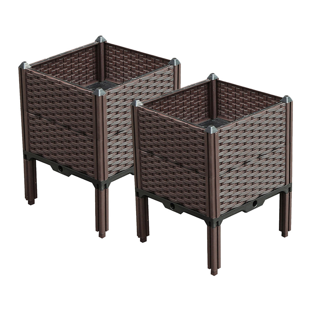 SOGA 2X 40cm Raised Planter Box Vegetable Herb Flower Outdoor Plastic Plants Garden Bed with Legs Deepen - Cafe Supply