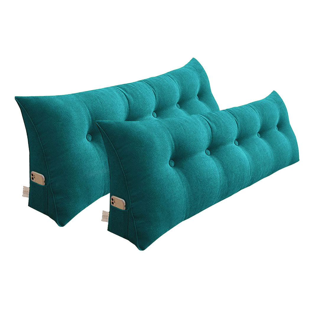 SOGA 2X 180cm Blue Green Triangular Wedge Bed Pillow Headboard Backrest Bedside Tatami Cushion Home Decor - Cafe Supply