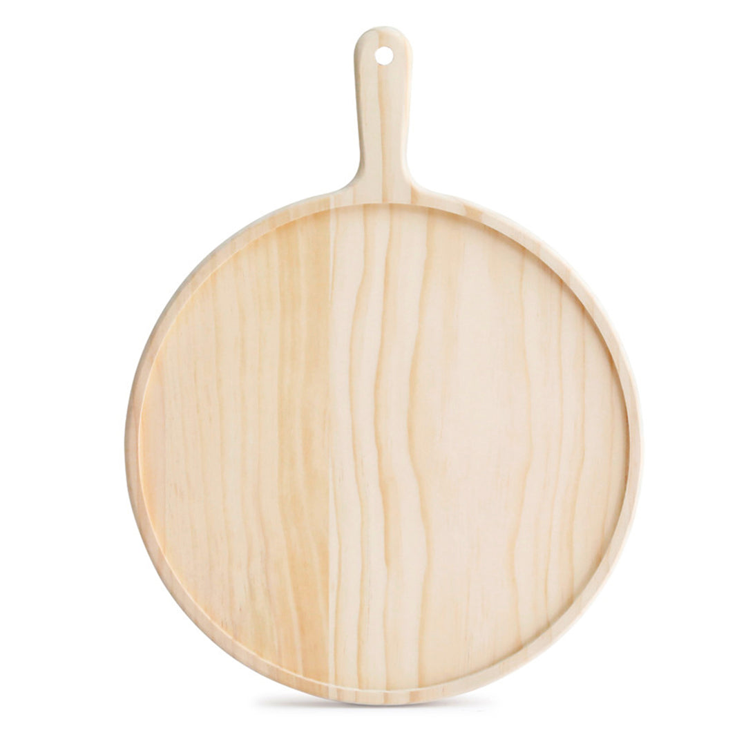 SOGA 7 inch Round Premium Wooden Pine Food Serving Tray Charcuterie Board Paddle Home Decor - Cafe Supply