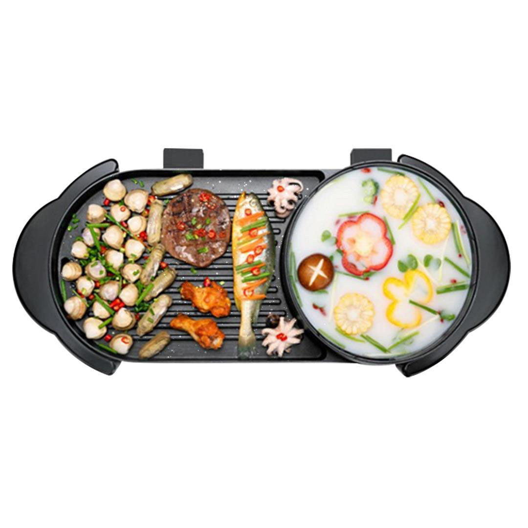 SOGA 2 in 1 Electric Non-Stick BBQ Teppanyaki Grill Plate Steamboat Hotpot 2-8 Person - Cafe Supply