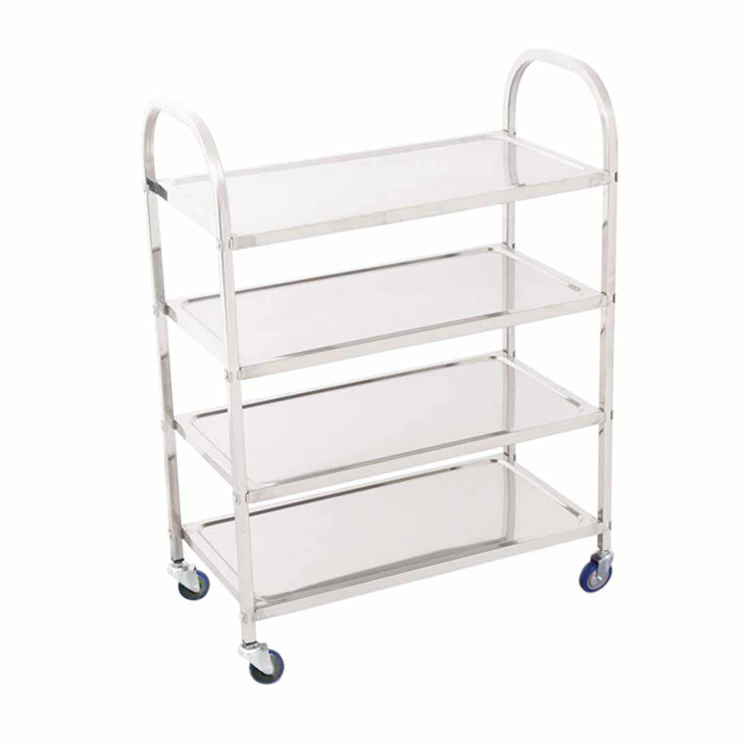 SOGA 4 Tier Stainless Steel Kitchen Dinning Food Cart Trolley Utility Size Square Large - Cafe Supply