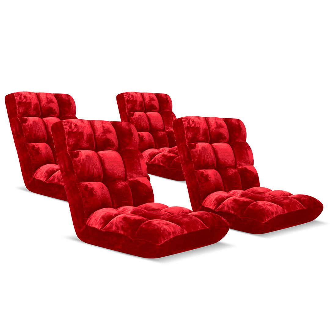 SOGA 4X Floor Recliner Folding Lounge Sofa Futon Couch Folding Chair Cushion Red - Cafe Supply