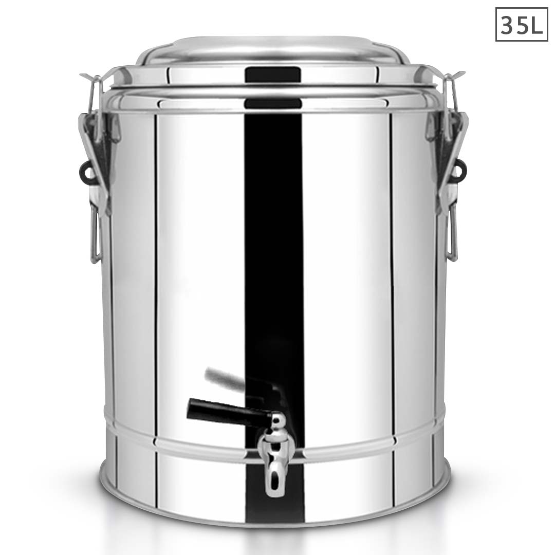 SOGA 35L Stainless Steel Insulated Stock Pot Dispenser Hot & Cold Beverage Container With Tap - Cafe Supply