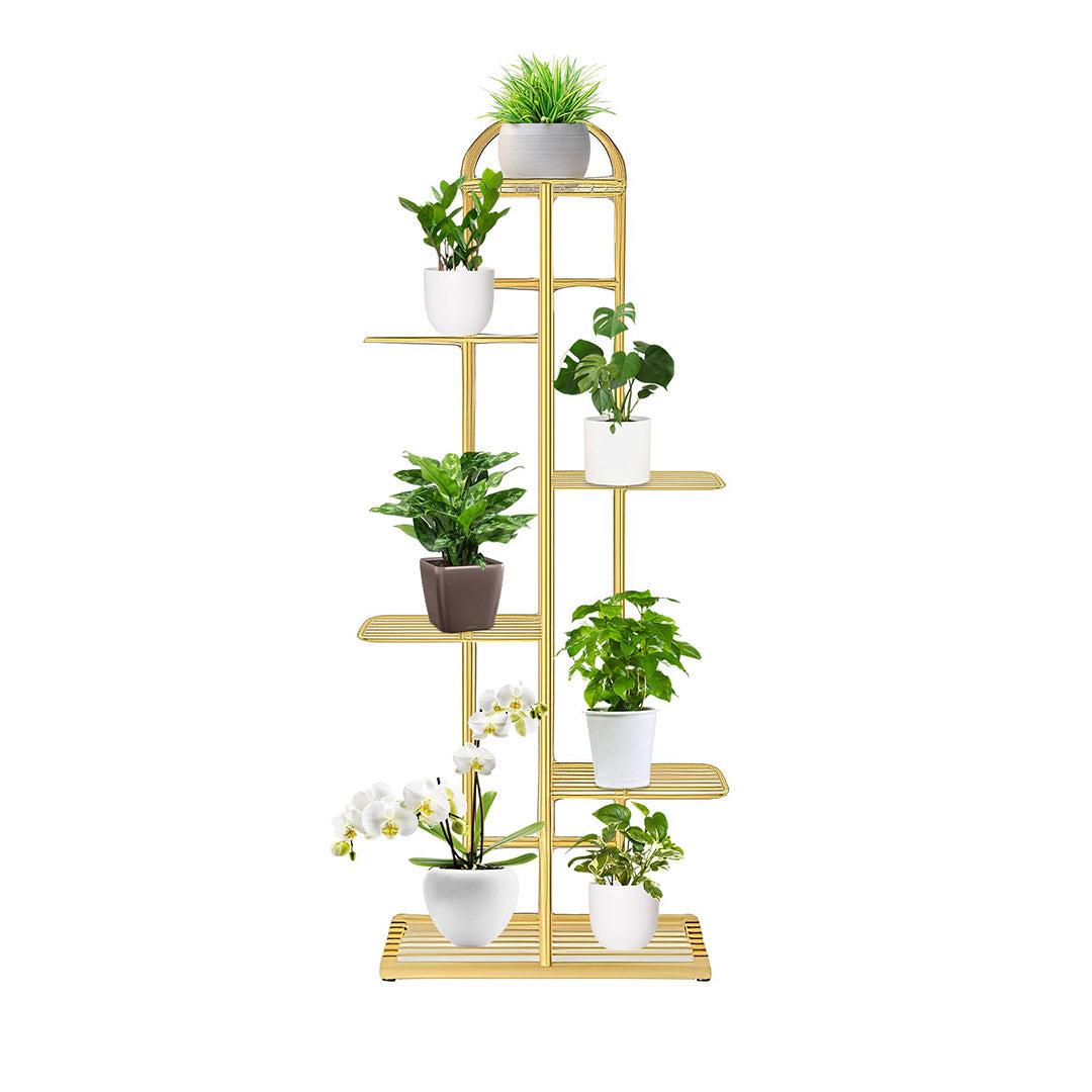 SOGA 6 Tier 7 Pots Gold Metal Plant Stand Flowerpot Display Shelf Rack Indoor Home Office Decor - Cafe Supply