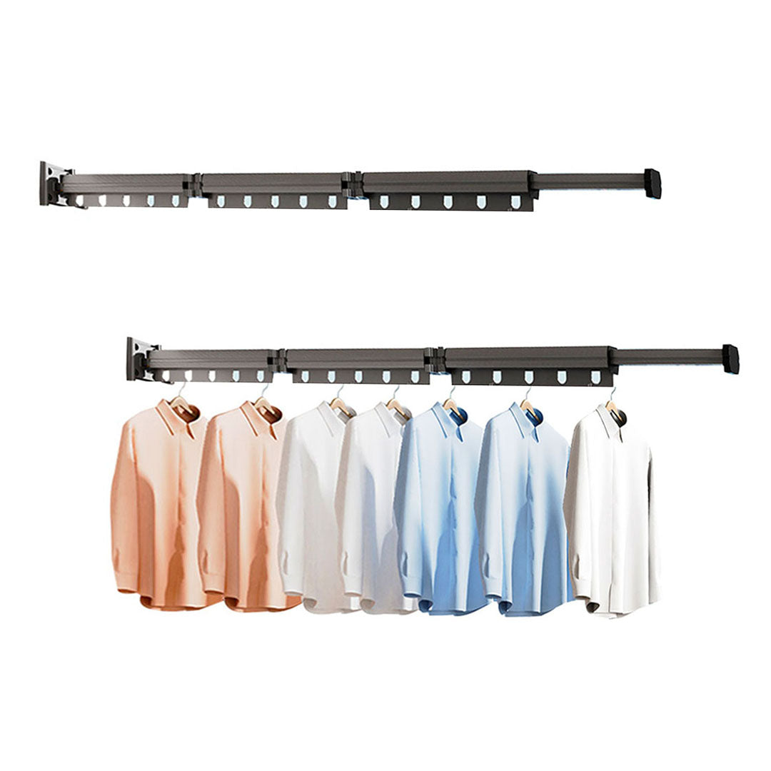 SOGA 2X 127.5cm Wall-Mounted Clothing Dry Rack Retractable Space-Saving Foldable Hanger - Cafe Supply