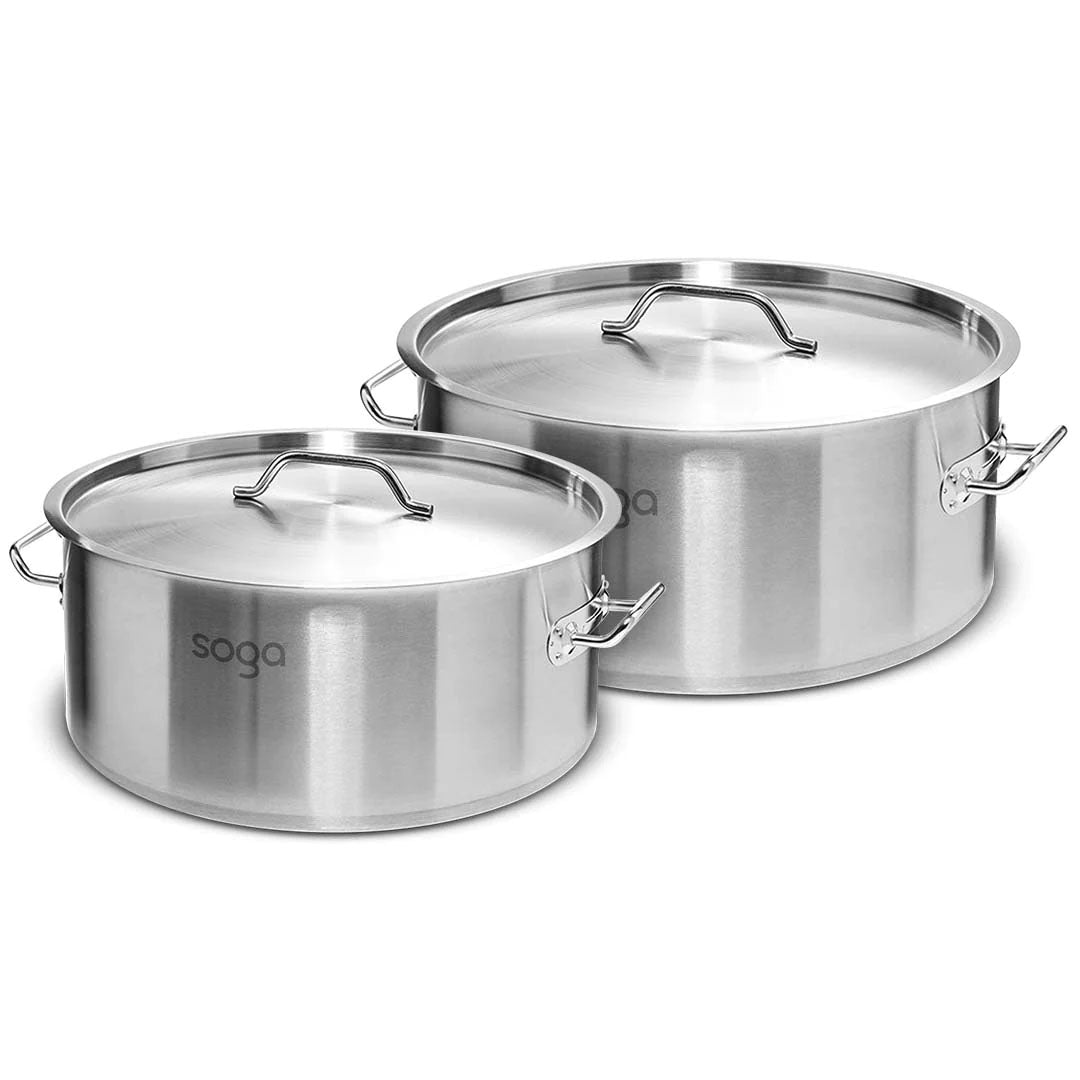 SOGA Stock Pot 14L 83L Top Grade Thick Stainless Steel Stockpot 18/10 - Cafe Supply