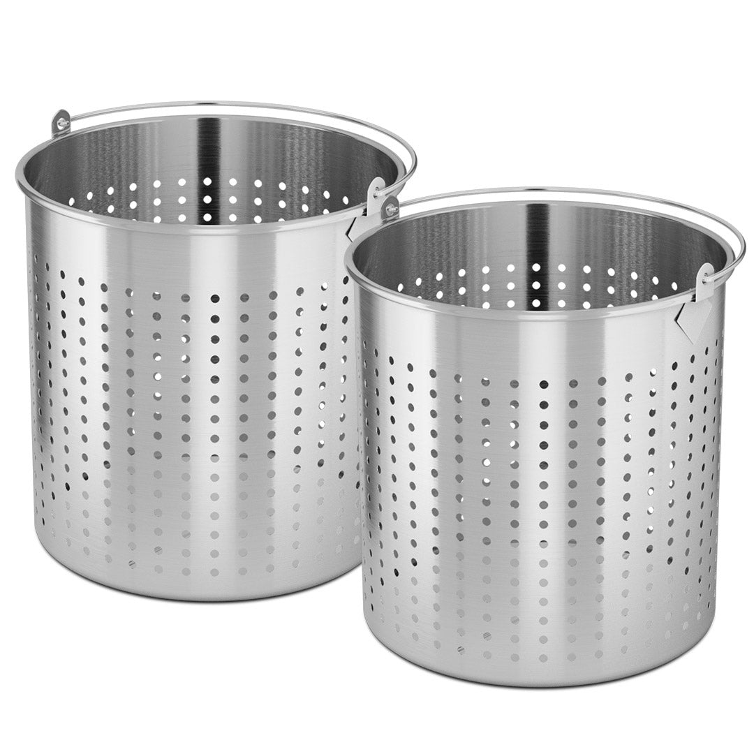 SOGA 2X 98L 18/10 Stainless Steel Perforated Stockpot Basket Pasta Strainer with Handle - Cafe Supply