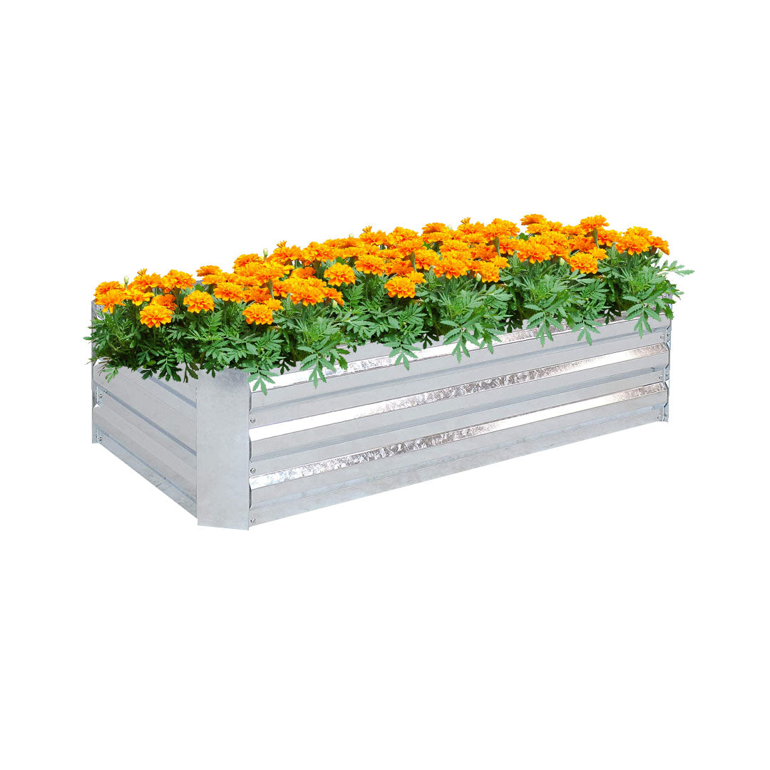 SOGA 120cm Rectangle Galvanised Raised Garden Bed Vegetable Herb Flower Outdoor Planter Box - Cafe Supply