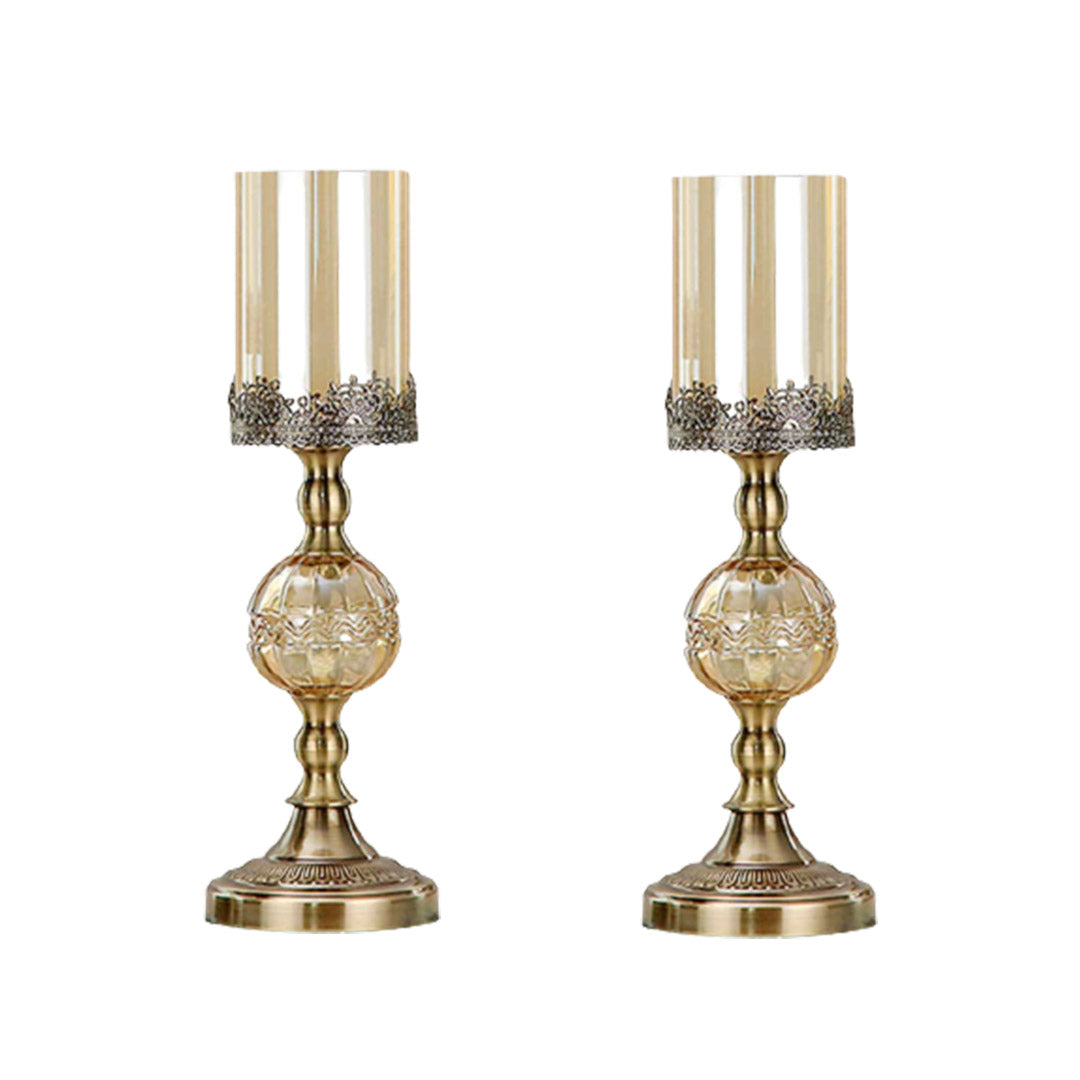 SOGA 2X 42cm Glass Candle Holder Candle Stand Glass/Metal - Cafe Supply