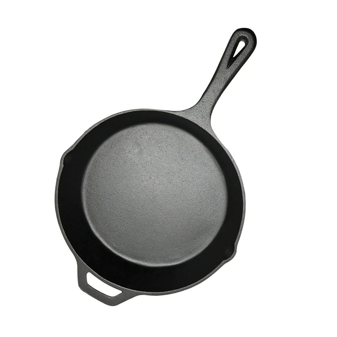 SOGA 30cm Round Cast Iron Frying Pan Skillet Steak Sizzle Platter with Helper Handle - Cafe Supply