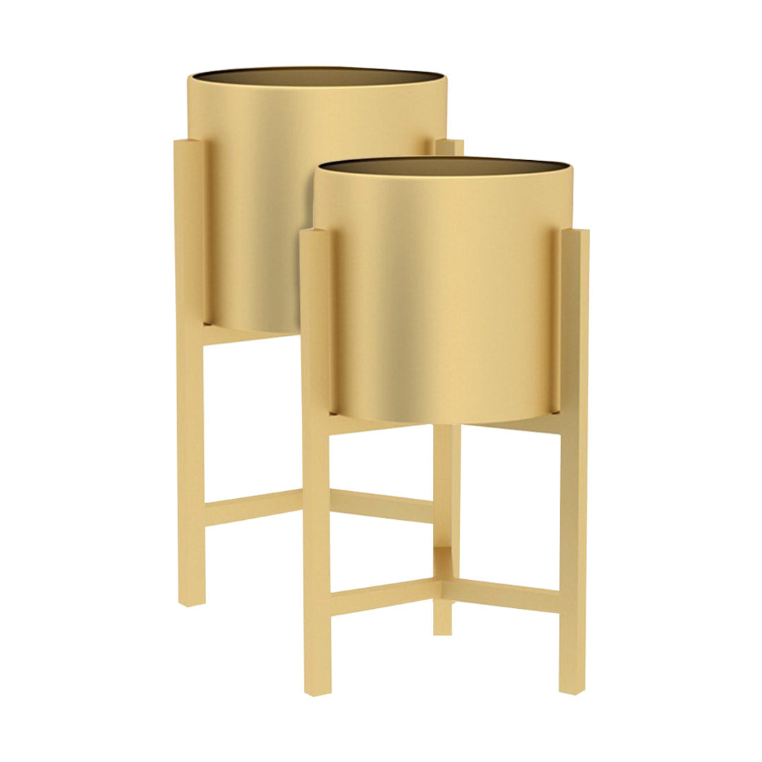 SOGA 2X 45CM Gold Metal Plant Stand with Flower Pot Holder Corner Shelving Rack Indoor Display - Cafe Supply
