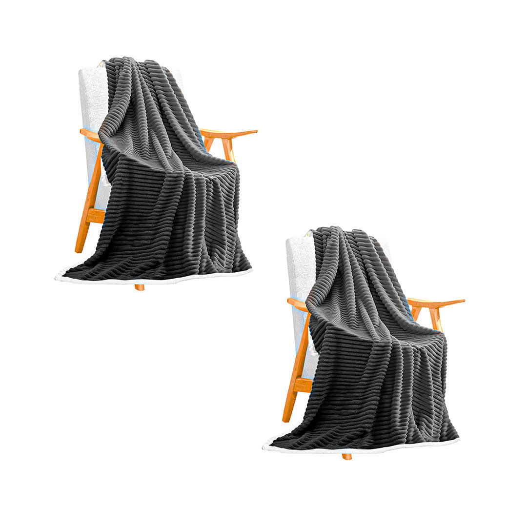 SOGA 2X Grey Throw Blanket Warm Cozy Double Sided Thick Flannel Coverlet Fleece Bed Sofa Comforter - Cafe Supply