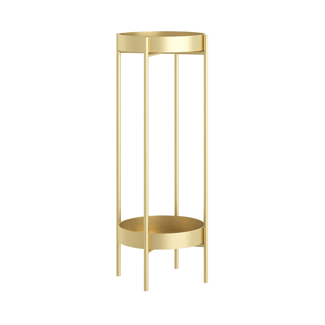 SOGA 2 Layer 80cm Gold Metal Plant Stand Flower Pot Holder Corner Shelving Rack Indoor Display - Cafe Supply