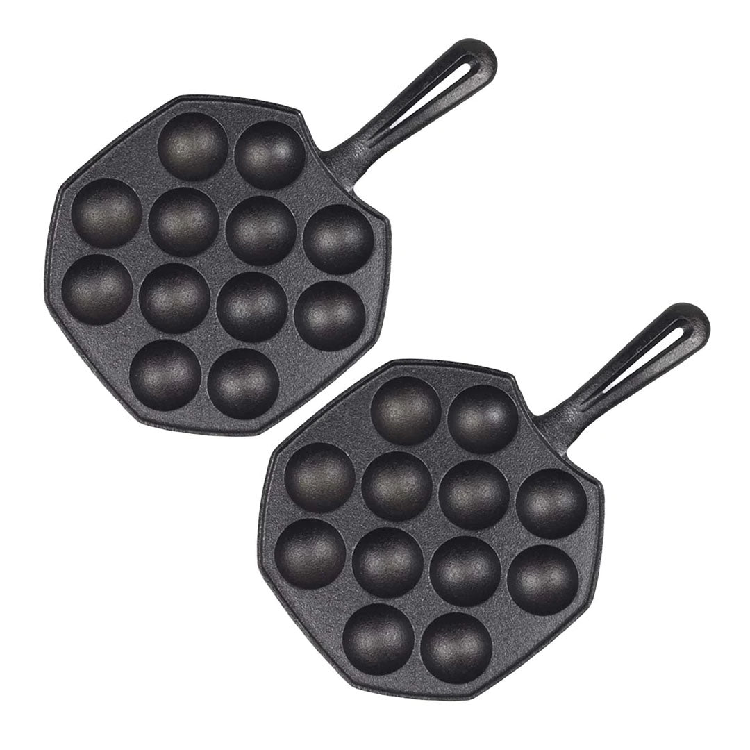SOGA 2X 18CM Cast Iron Takoyaki Fry Pan Octopus Balls Maker 12 Hole Cavities Grill Mold - Cafe Supply
