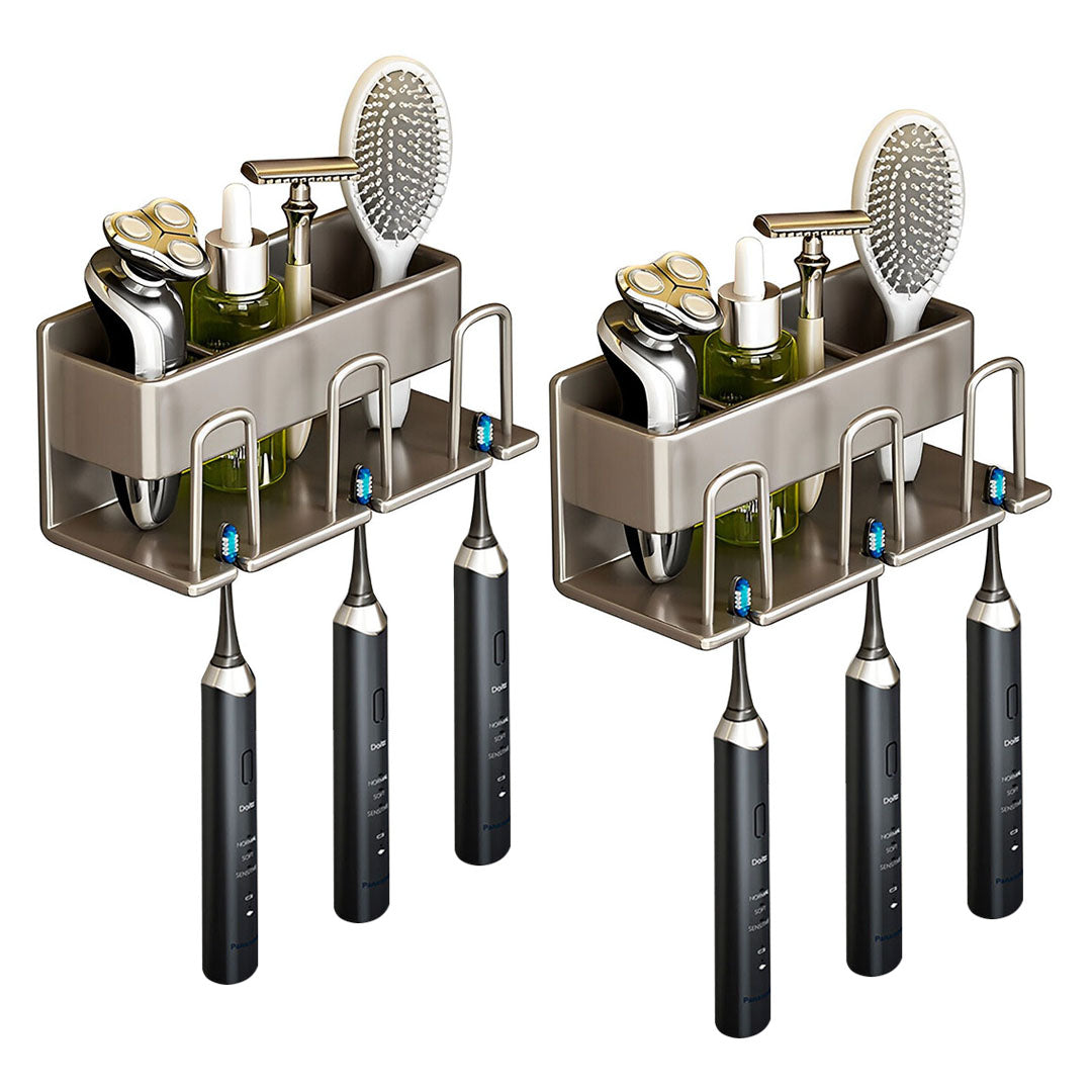 SOGA 2X 21cm Wall-Mounted Bathroom Storage Organiser Space Saving Adhesive Shelf Rack - Cafe Supply