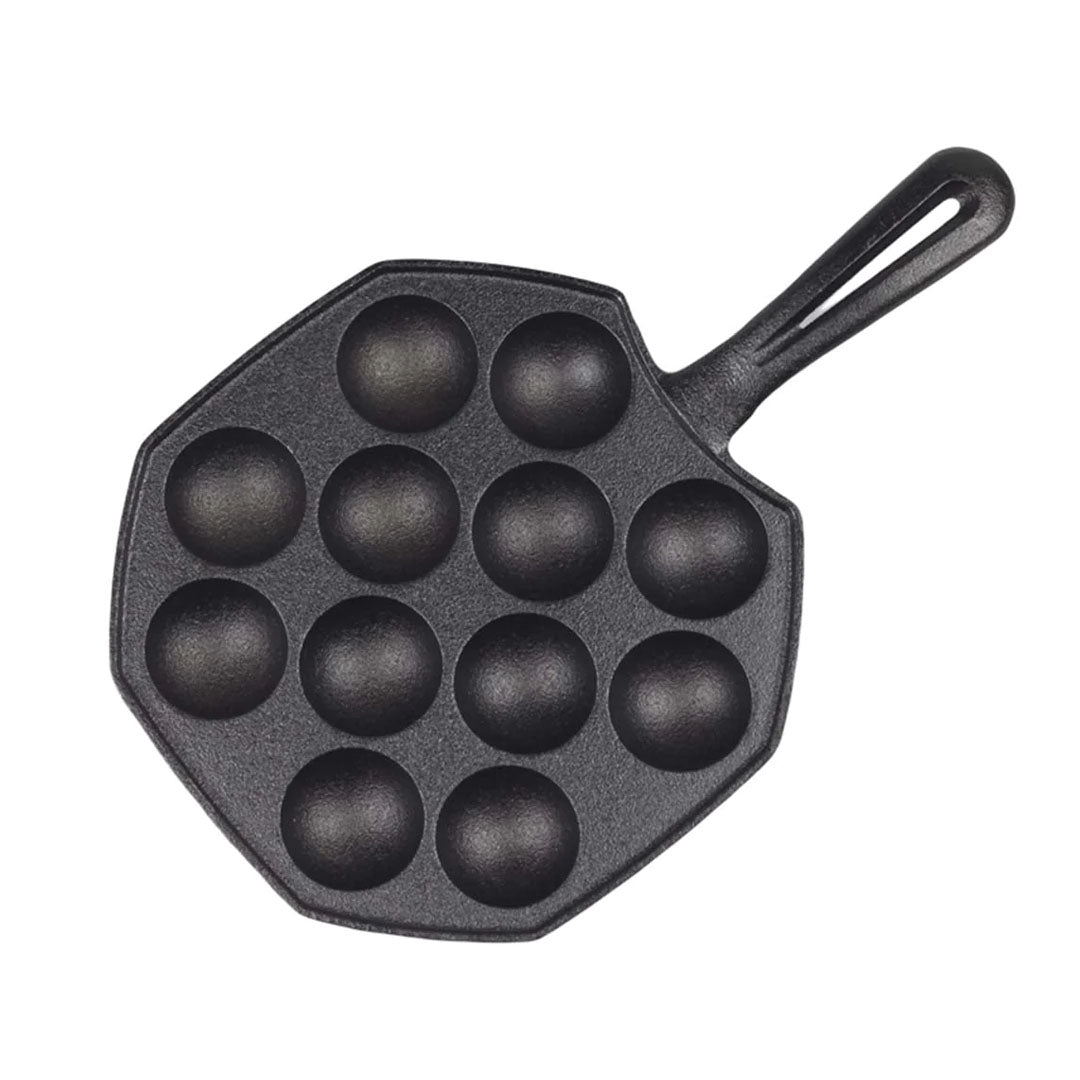 SOGA 18CM Cast Iron Takoyaki Fry Pan Octopus Balls Maker 12 Hole Cavities Grill Mold - Cafe Supply
