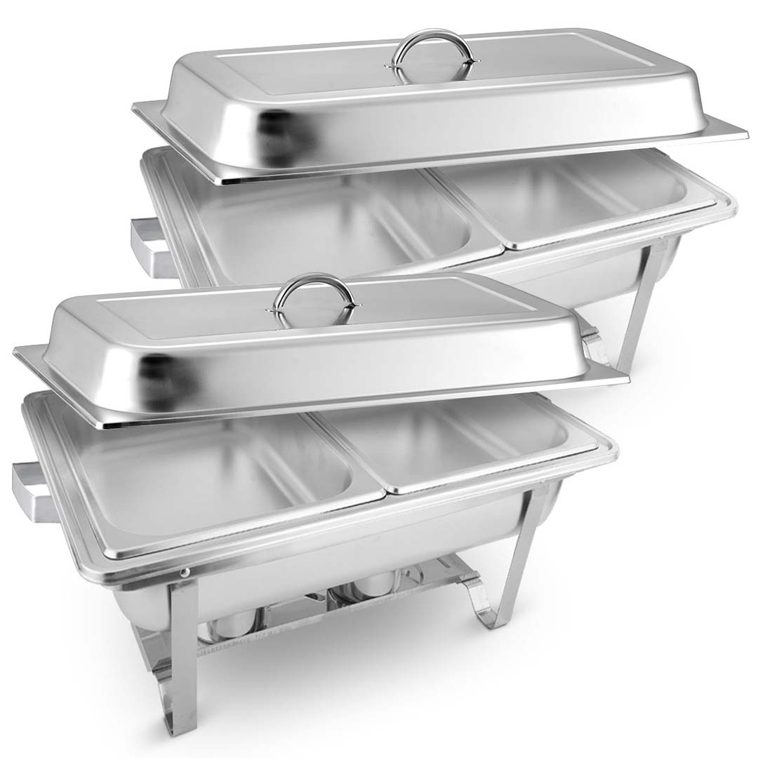 SOGA 2X 4.5L Dual Tray Stainless Steel Chafing Food Warmer Catering Dish - Cafe Supply