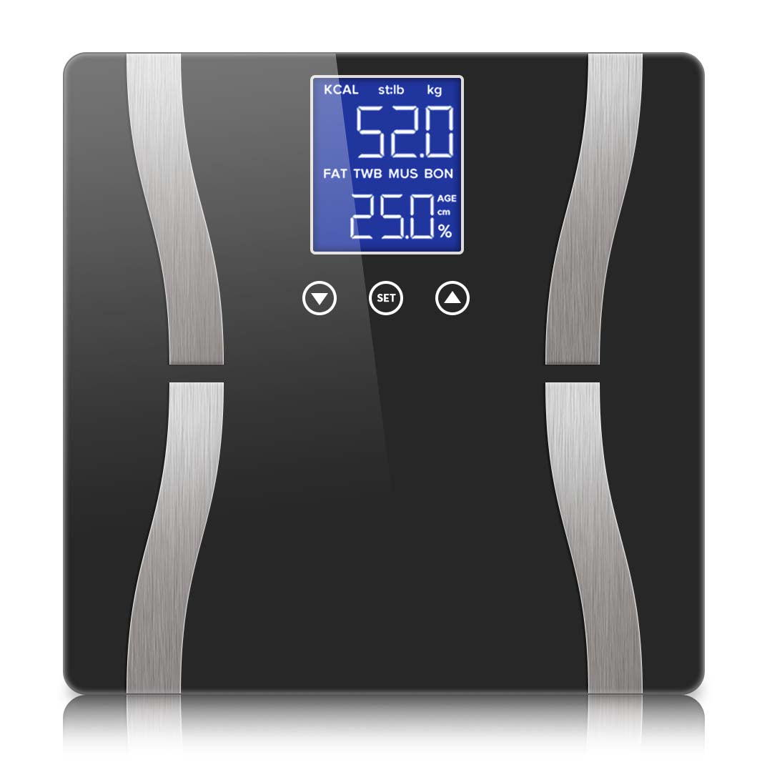 SOGA Glass LCD Digital Body Fat Scale Bathroom Electronic Gym Water Weighing Scales Black - Cafe Supply