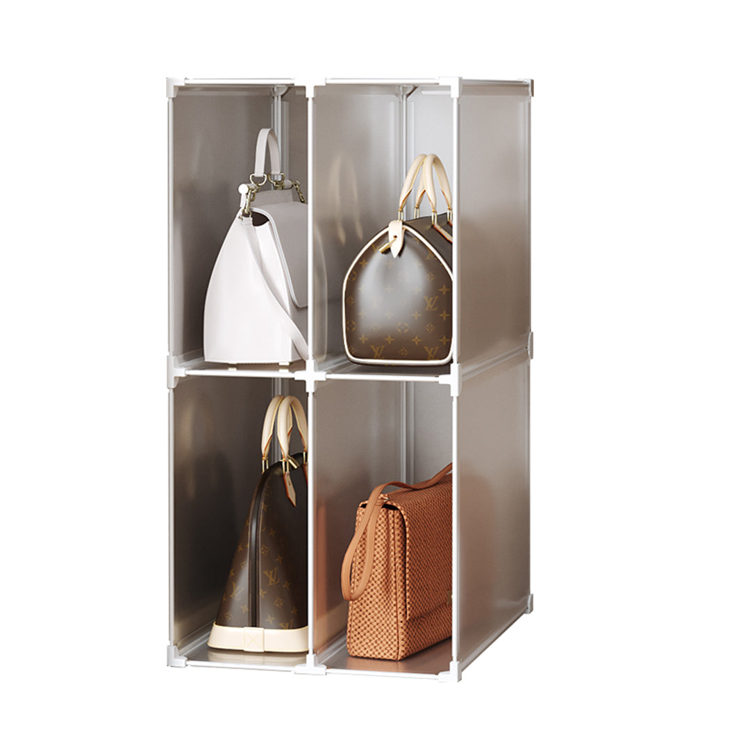 SOGA 2 Tier Multifunctional PP Plastic Bag Box Portable Cubby DIY Storage Shelves Stackable Handbag Purse Organiser - Cafe Supply