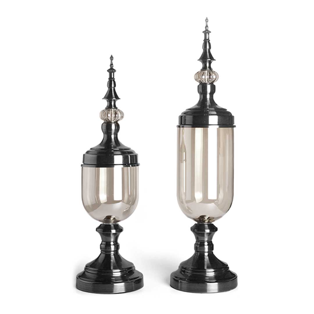 SOGA 2X Clear Glass Flower Vase with Lid and Transparent Filler Vase Black Set - Cafe Supply