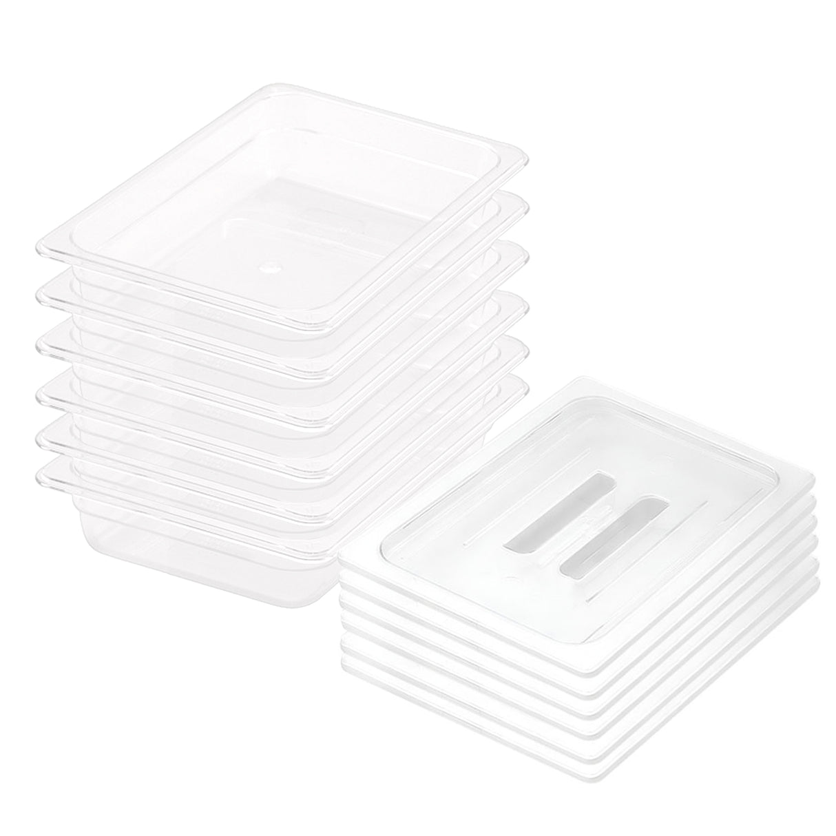 SOGA 65mm Clear Gastronorm GN Pan 1/2 Food Tray Storage Bundle of 6 with Lid - Cafe Supply