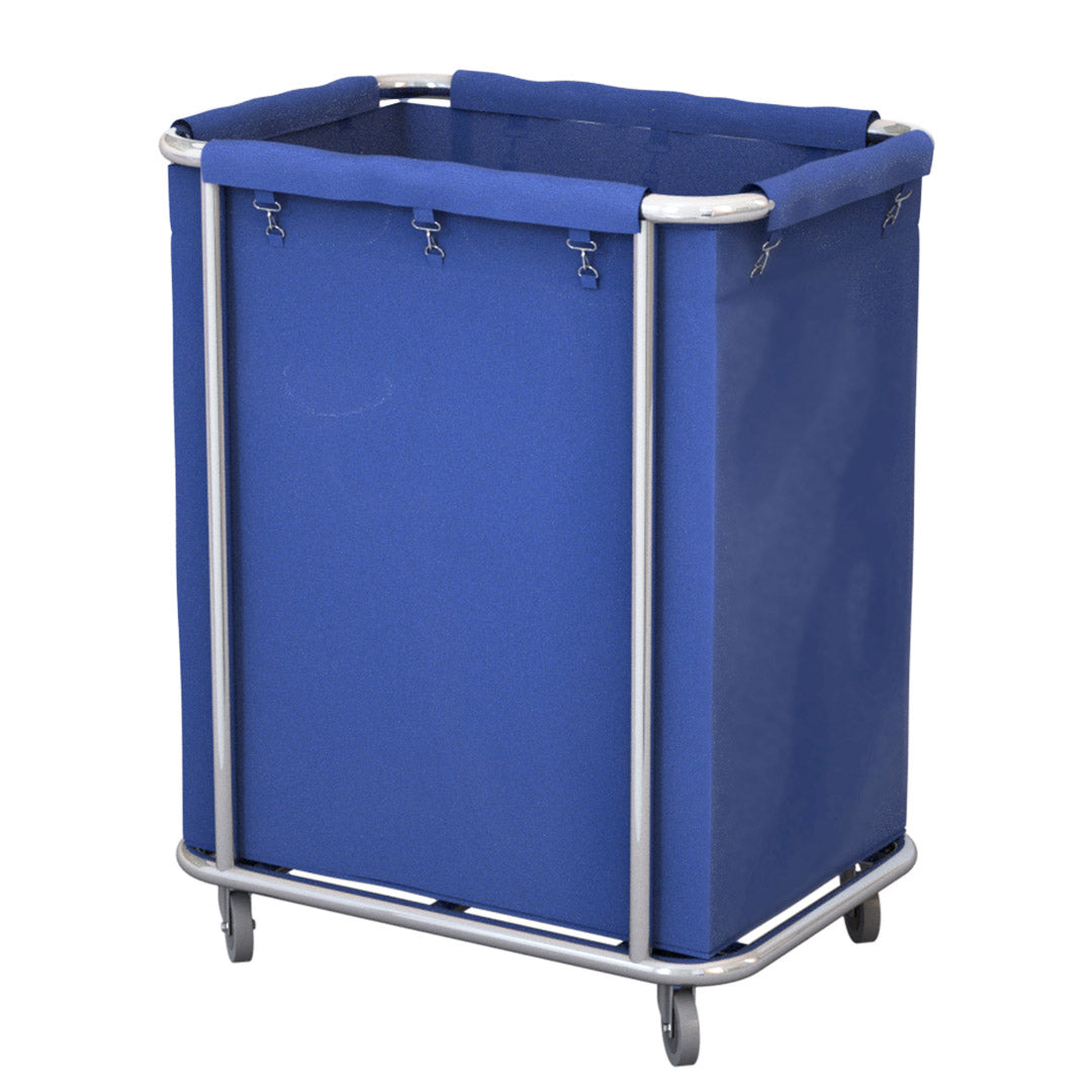 SOGA Stainless Steel Commercial Square Soiled Linen Laundry Trolley Cart with Wheels Blue - Cafe Supply
