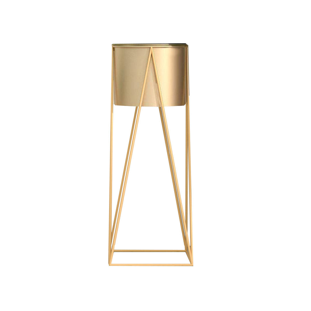 SOGA 70cm Gold Metal Plant Stand with Gold Flower Pot Holder Corner Shelving Rack Indoor Display - Cafe Supply
