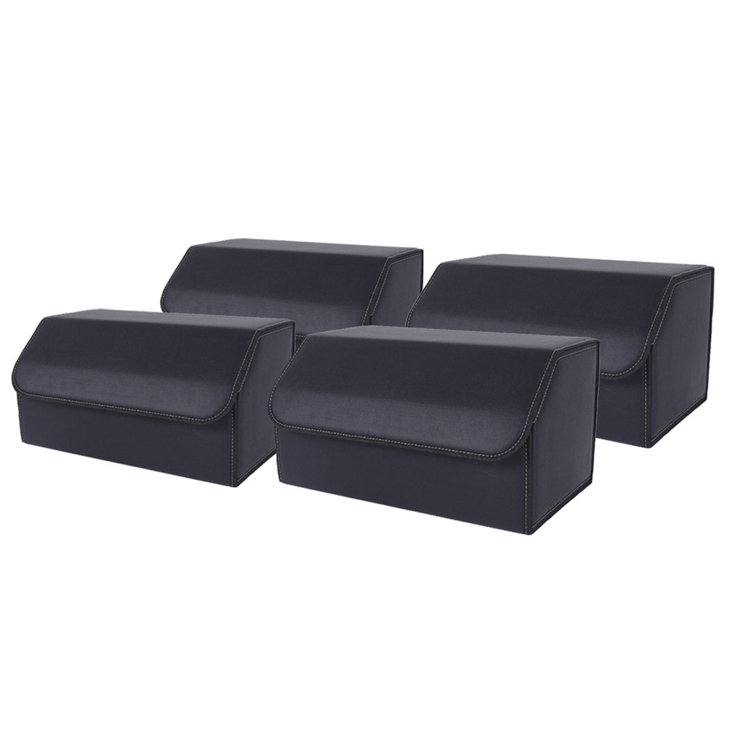 SOGA 4X Leather Car Boot Collapsible Foldable Trunk Cargo Organizer Portable Storage Box Black Large - Cafe Supply