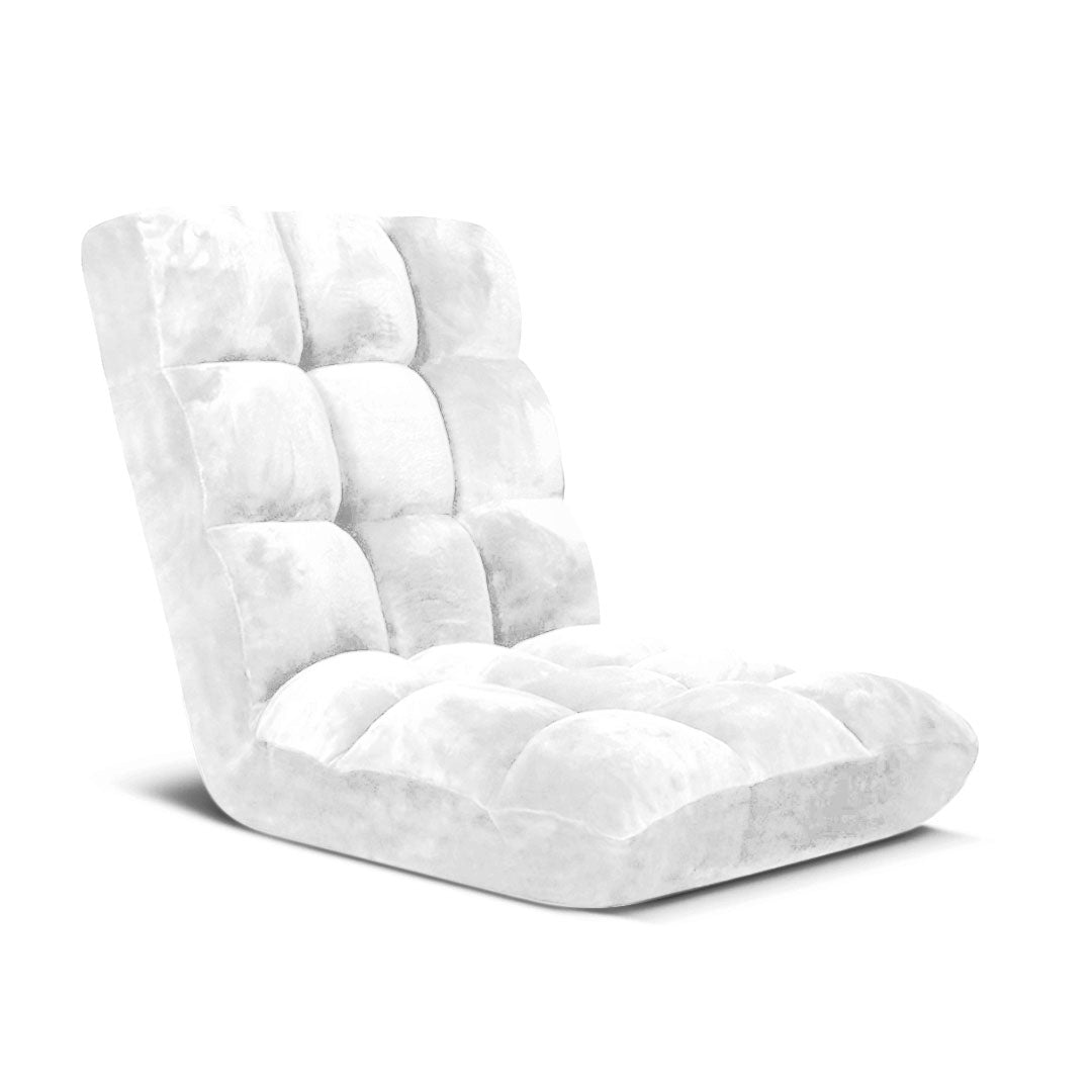 SOGA Floor Recliner Folding Lounge Sofa Futon Couch Folding Chair Cushion White - Cafe Supply