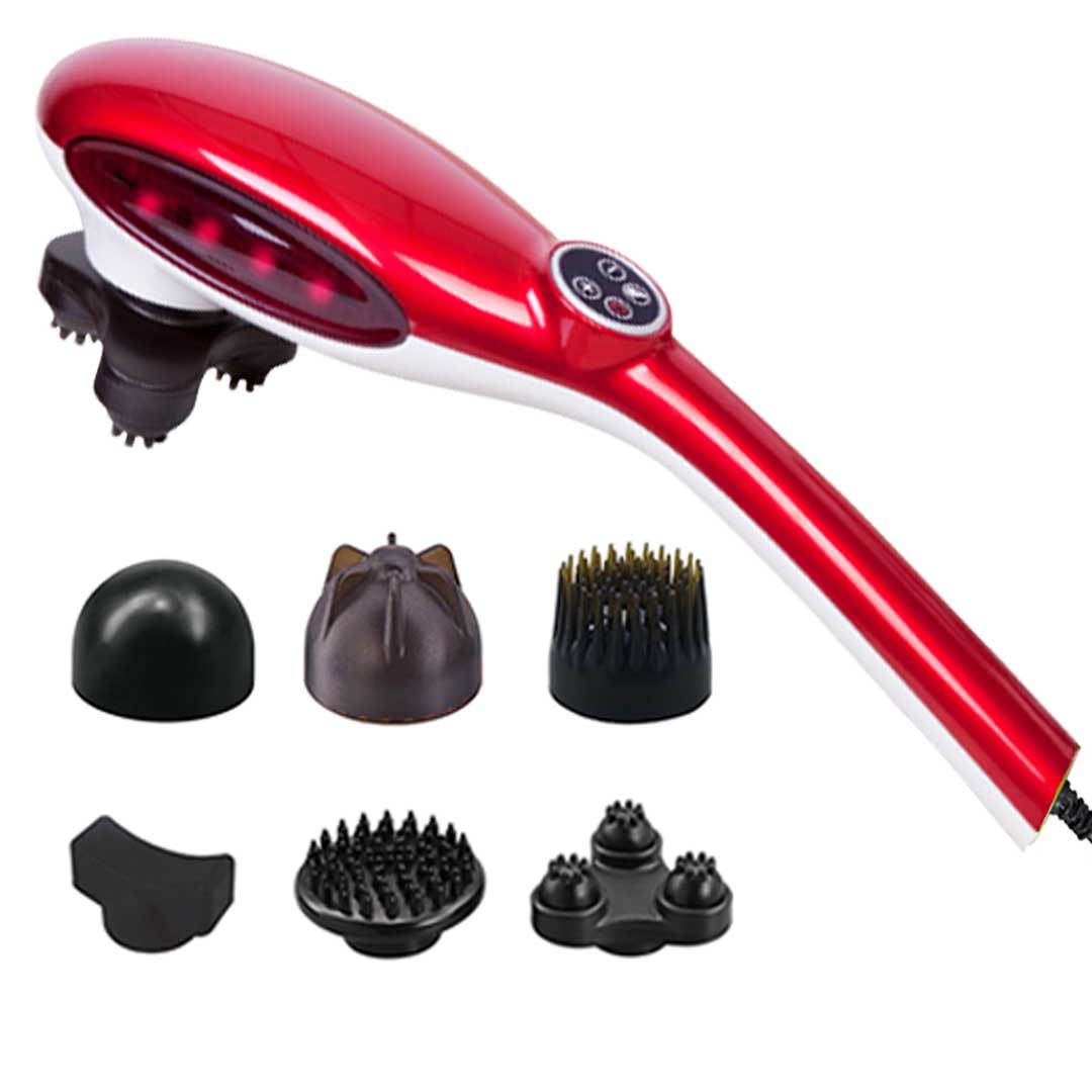 SOGA 6 Heads Portable Handheld Massager Soothing Stimulate Blood Flow Shoulder Red - Cafe Supply