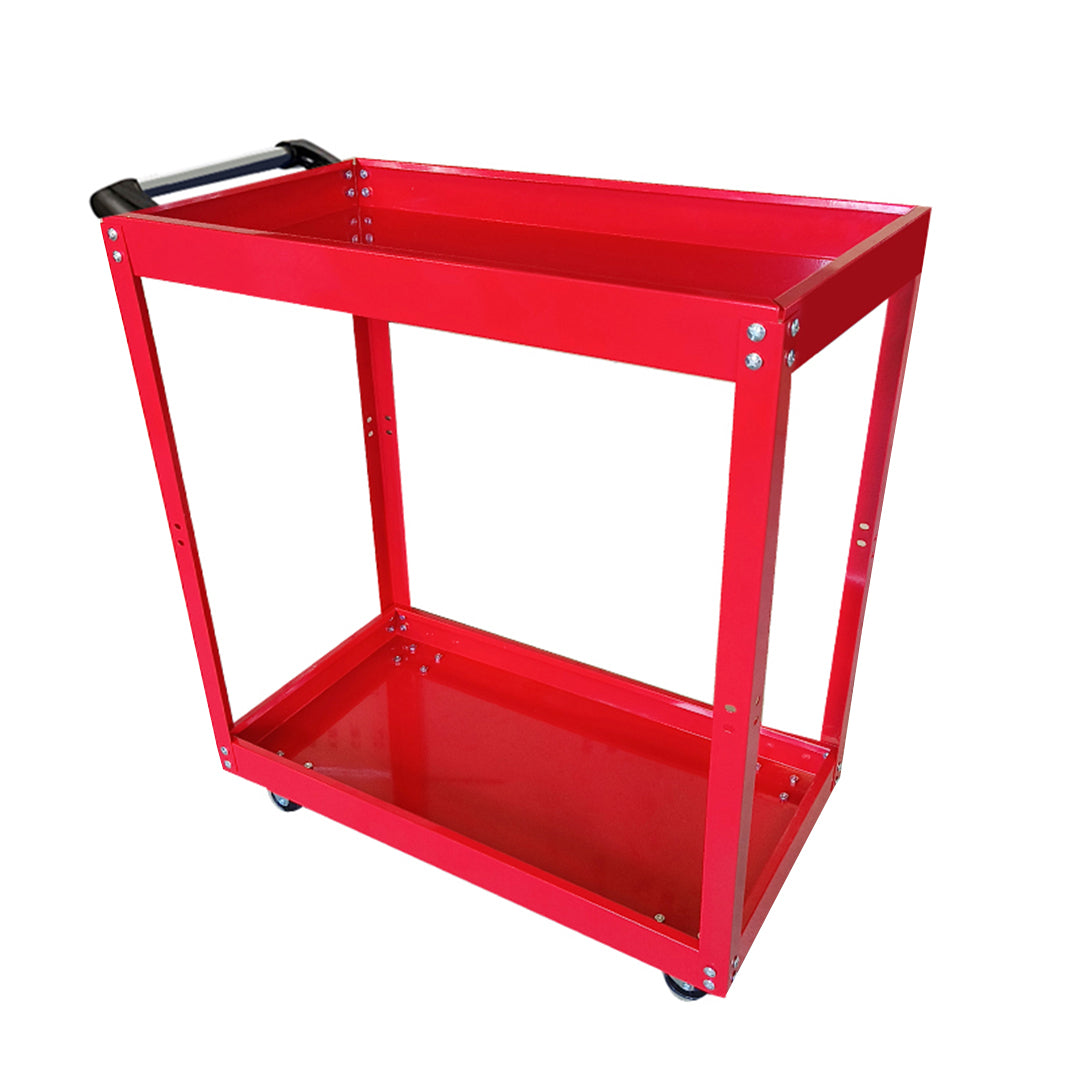 SOGA 2 Tier Tool Storage Cart Portable Service Utility Heavy Duty Mobile Trolley Red - Cafe Supply