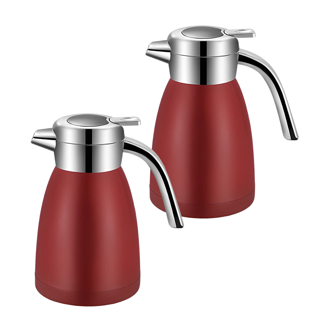 SOGA 2X 1.8L Stainless Steel Kettle Insulated Vacuum Flask Water Coffee Jug Thermal Red - Cafe Supply