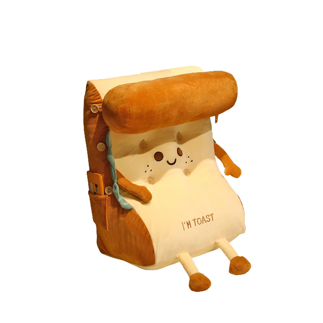 SOGA Smiley Face Toast Bread Wedge Cushion Stuffed Plush Cartoon Back Support Pillow Home Decor - Cafe Supply