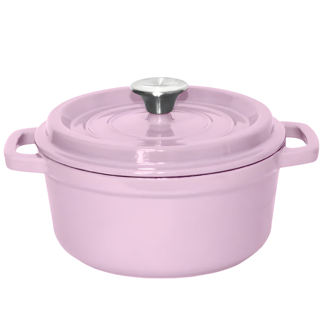 SOGA 24cm Pink Cast Iron Ceramic Stewpot Casserole Stew Cooking Pot With Lid - Cafe Supply