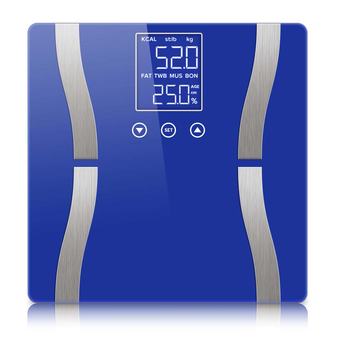 SOGA Glass LCD Digital Body Fat Scale Bathroom Electronic Gym Water Weighing Scales Blue - Cafe Supply