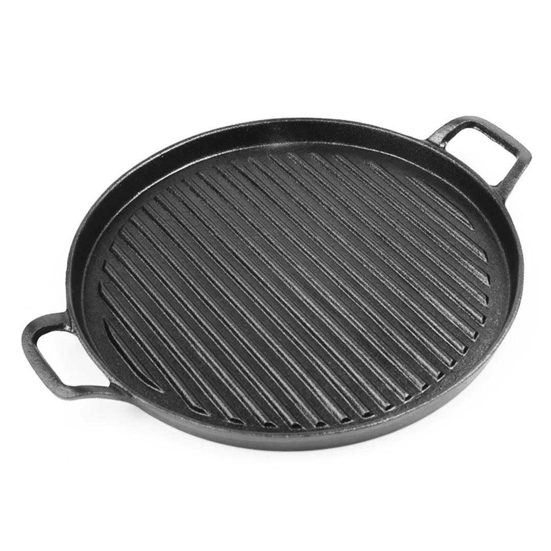 SOGA 30cm Ribbed Cast Iron Frying Pan Skillet Coating Steak Sizzle Platter - Cafe Supply