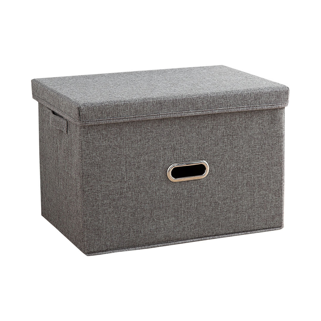 SOGA Grey Medium Foldable Canvas Storage Box Cube Clothes Basket Organiser Home Decorative Box - Cafe Supply