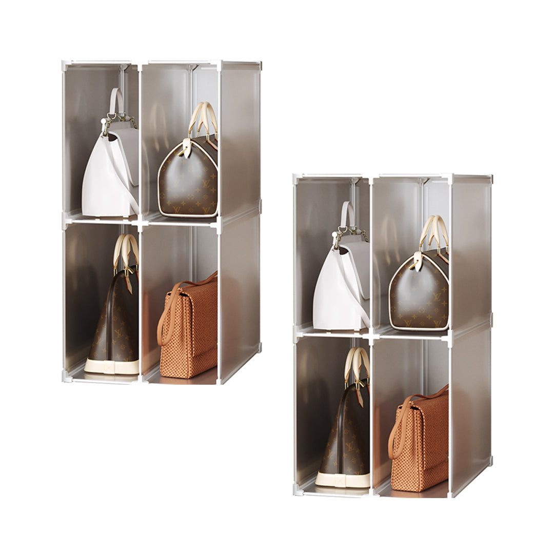 SOGA 2X 2 Tier Multifunctional PP Plastic Bag Box Portable Cubby DIY Storage Shelves Stackable Handbag Purse Organiser - Cafe Supply