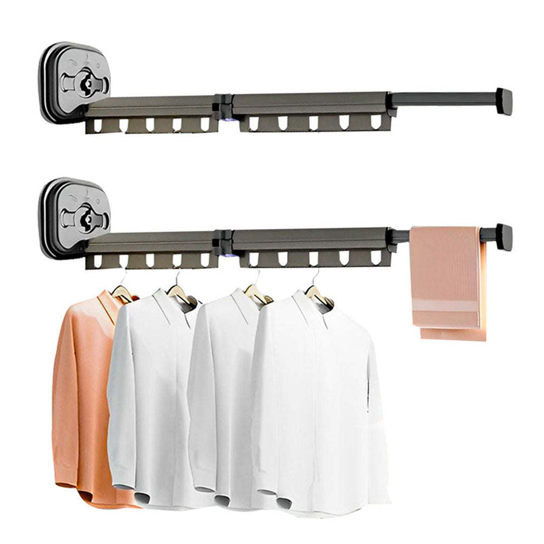 SOGA 2X 93.2cm Wall-Mounted Clothing Dry Rack Retractable Space-Saving Foldable Hanger - Cafe Supply