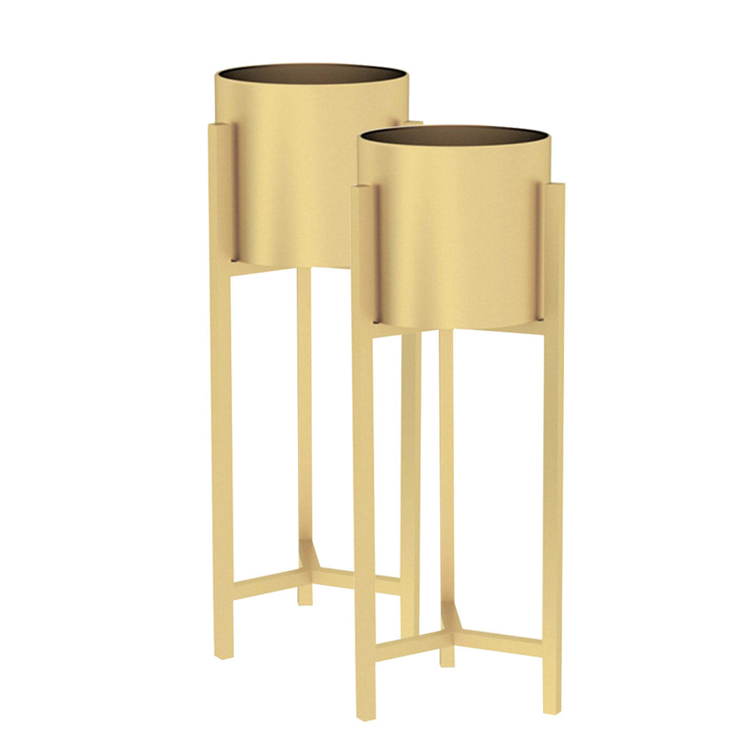 SOGA 2X 60cm Gold Metal Plant Stand with Flower Pot Holder Corner Shelving Rack Indoor Display - Cafe Supply