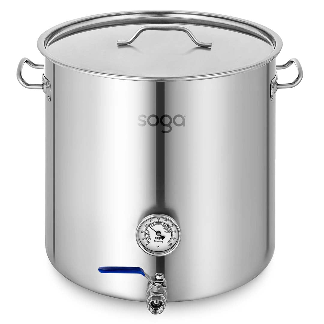 SOGA Stainless Steel Brewery Pot 33L With Beer Valve 35*35cm - Cafe Supply