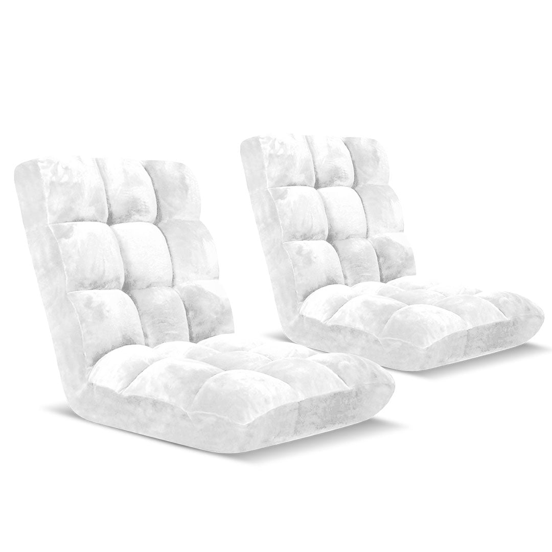 SOGA 2X Floor Recliner Folding Lounge Sofa Futon Couch Folding Chair Cushion White - Cafe Supply