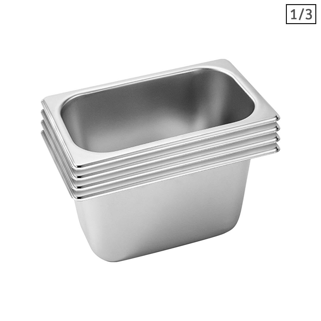 SOGA 4X Gastronorm GN Pan Full Size 1/3 GN Pan 15cm Deep Stainless Steel Tray - Cafe Supply