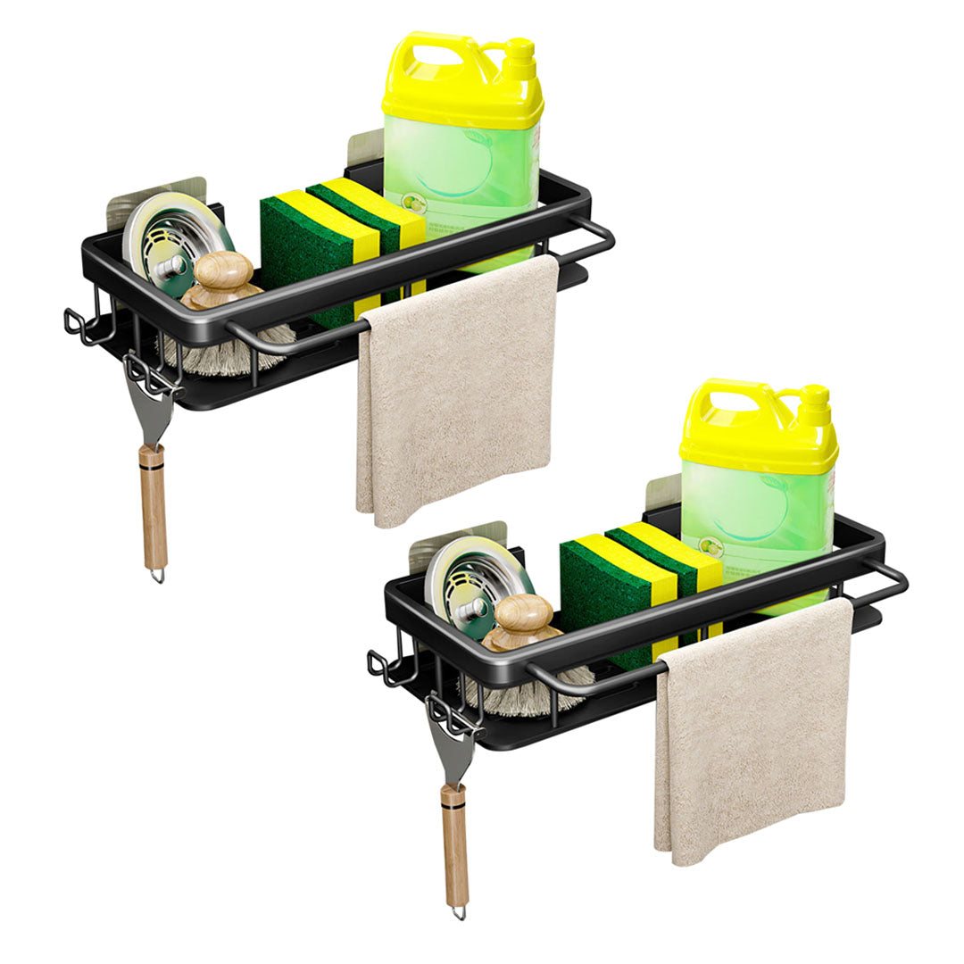 SOGA 2X 34cm Kitchen Sink Storage Organiser Space Saving Adhesive Shelf Rack - Cafe Supply